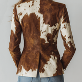 Agathe | Vintage blazer med ku-mønster, bærekraftig