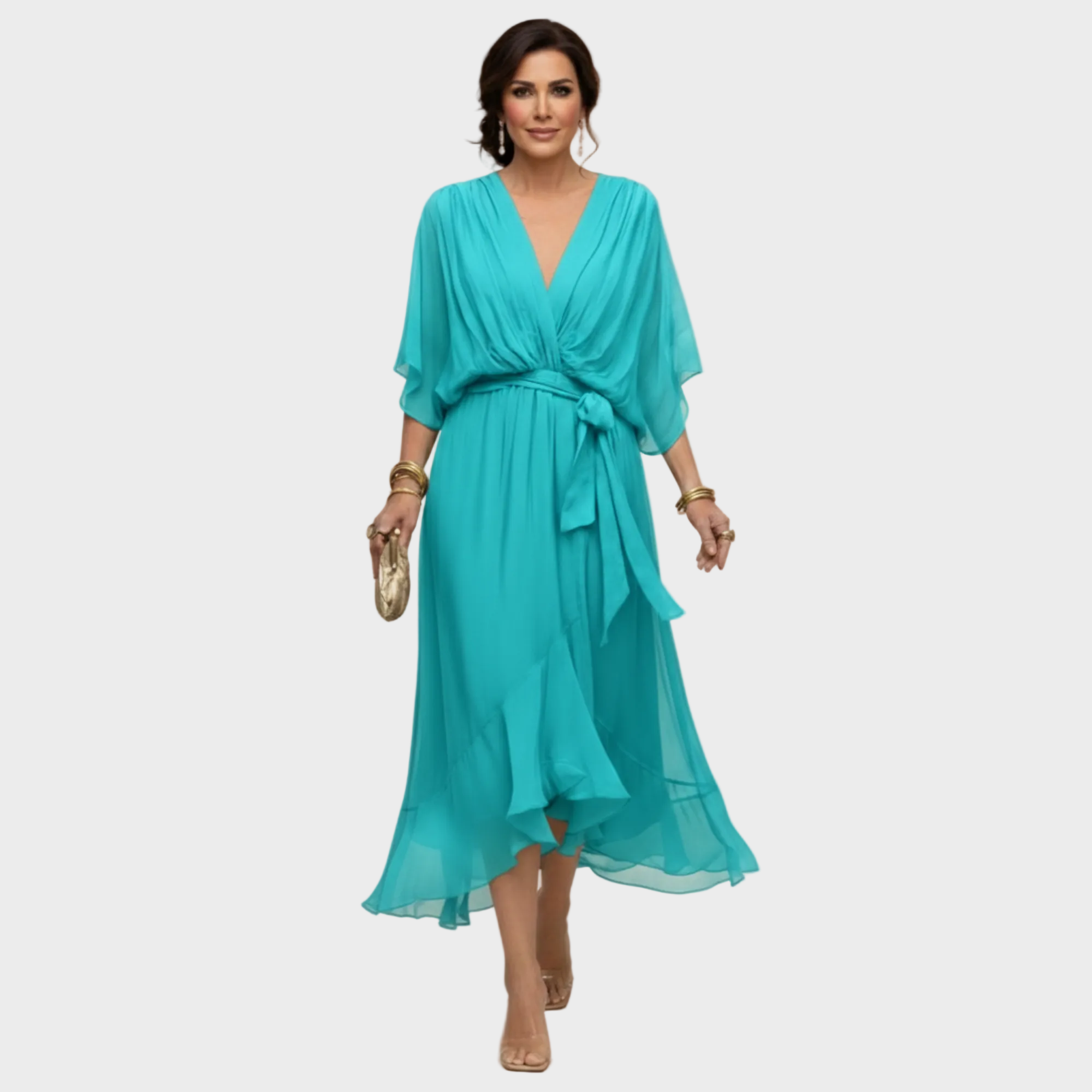 Monica Chiffon – Kjole med V-hals