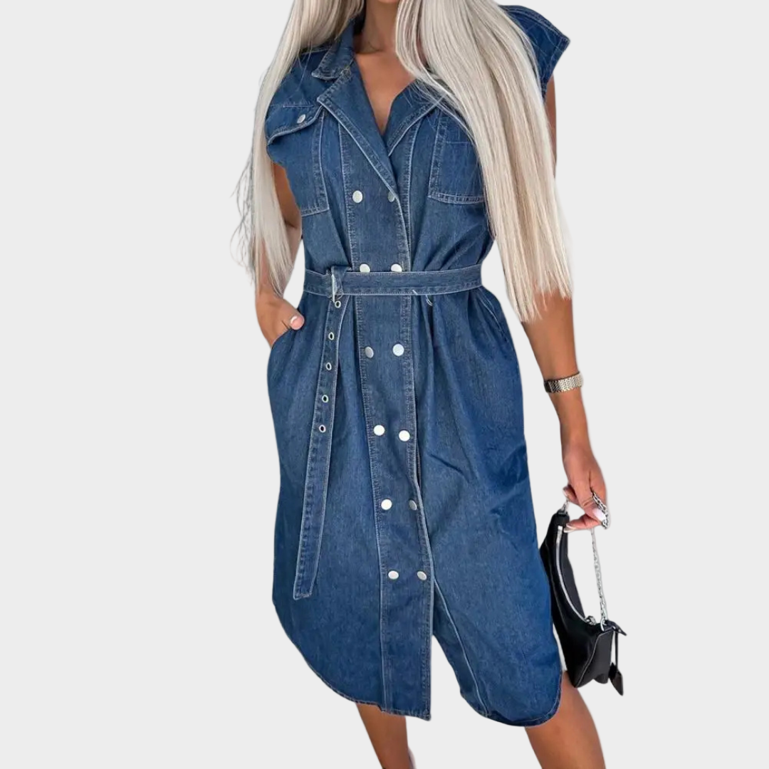 Beáta – Denimkjole med belte