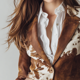 Agathe | Vintage blazer med ku-mønster, bærekraftig