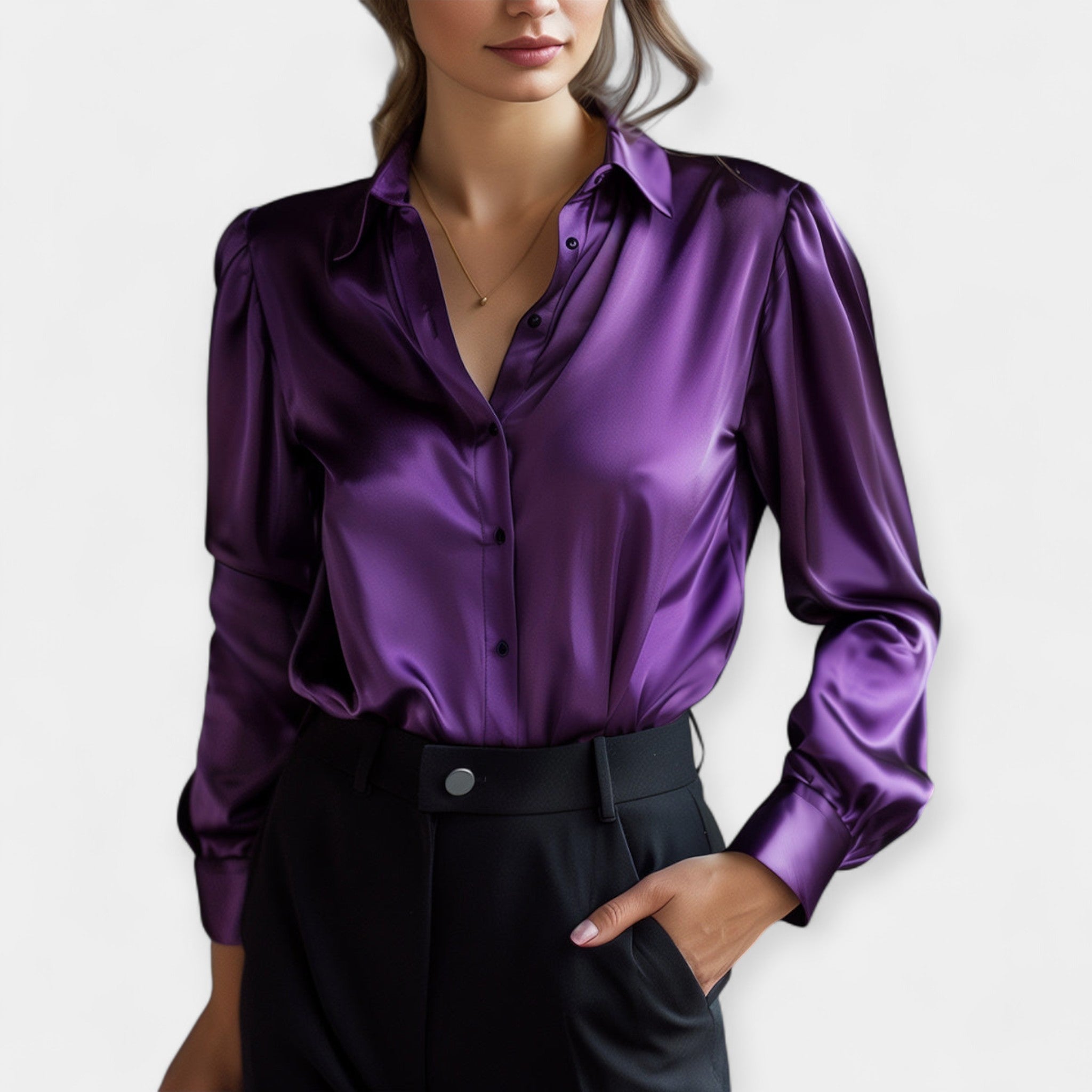 Viktorie – Satengbluse med krage