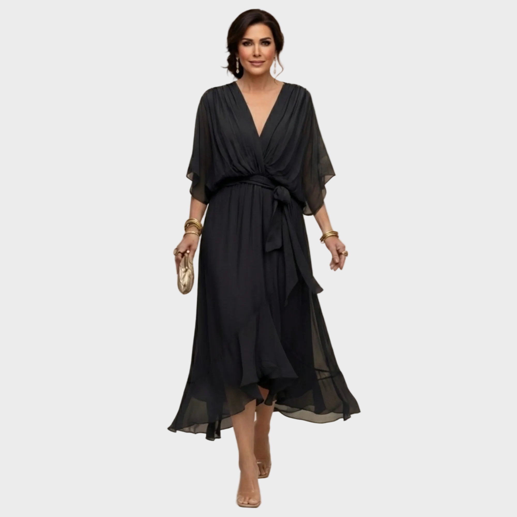 Monica Chiffon – Kjole med V-hals