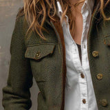 Honorine | Vintageblazer med chevronmønster og kontrastkanter