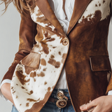 Agathe | Vintage blazer med ku-mønster, bærekraftig