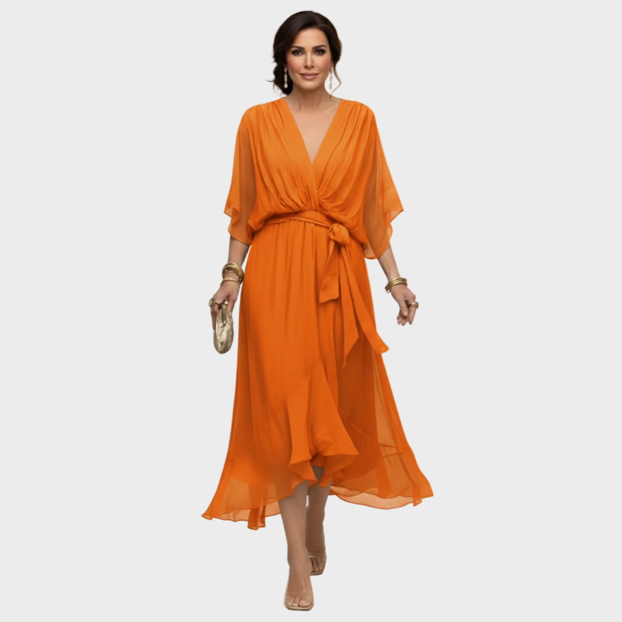 Monica Chiffon – Kjole med V-hals