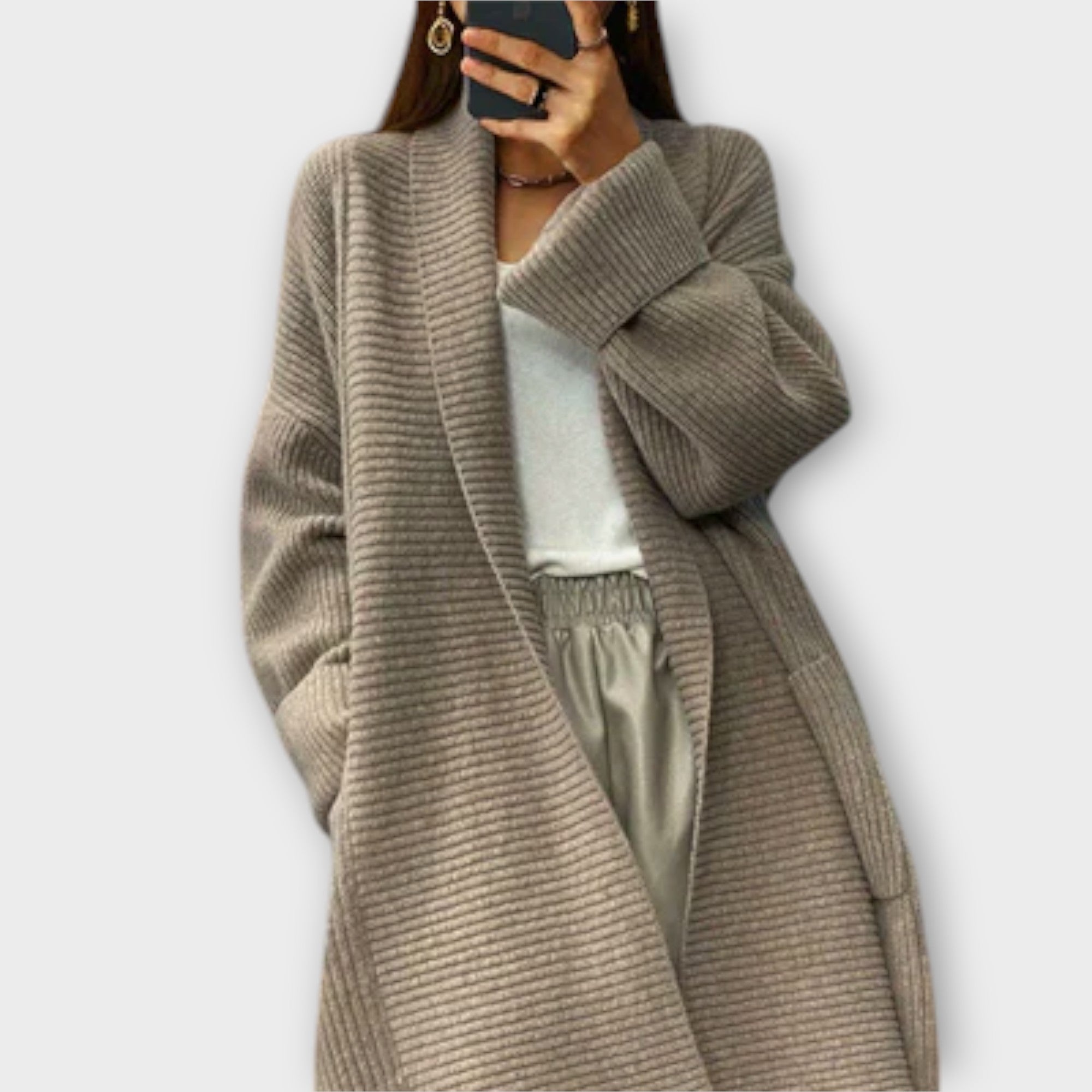 Euphemia – Lang strikkecardigan