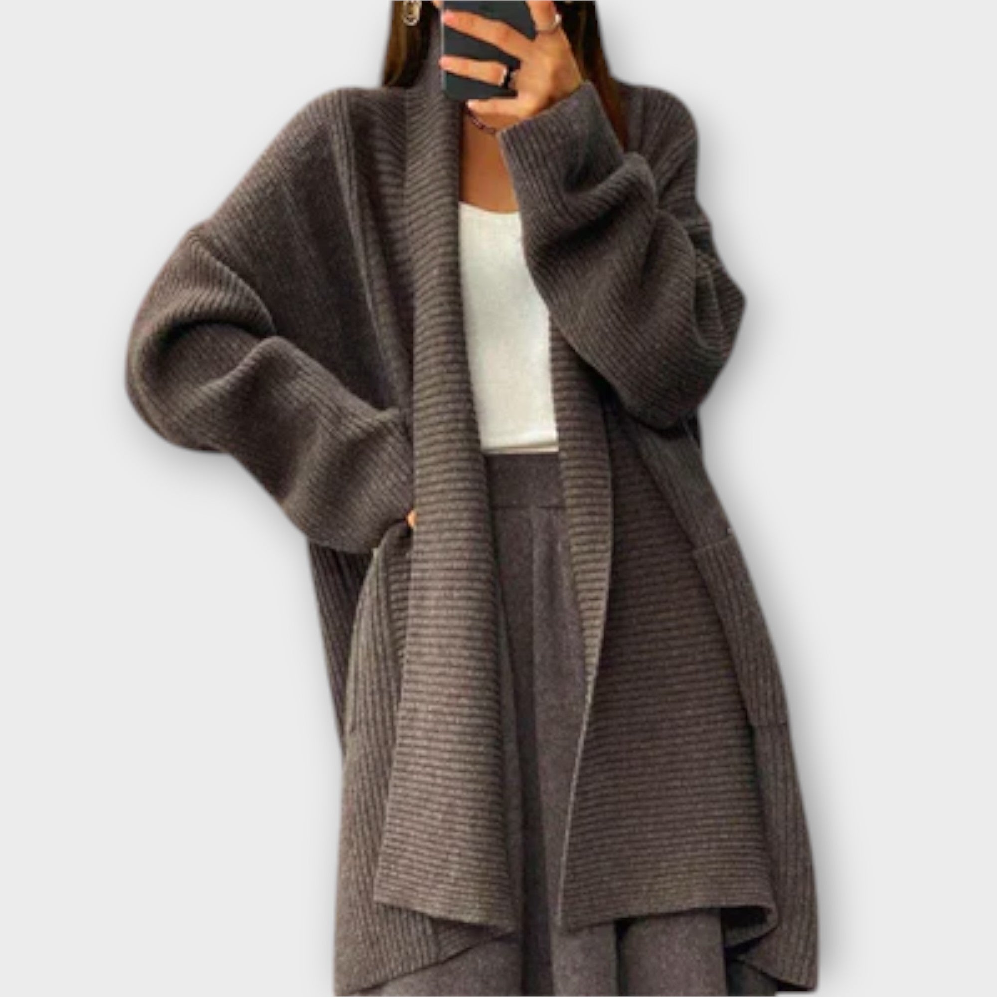 Euphemia – Lang strikkecardigan