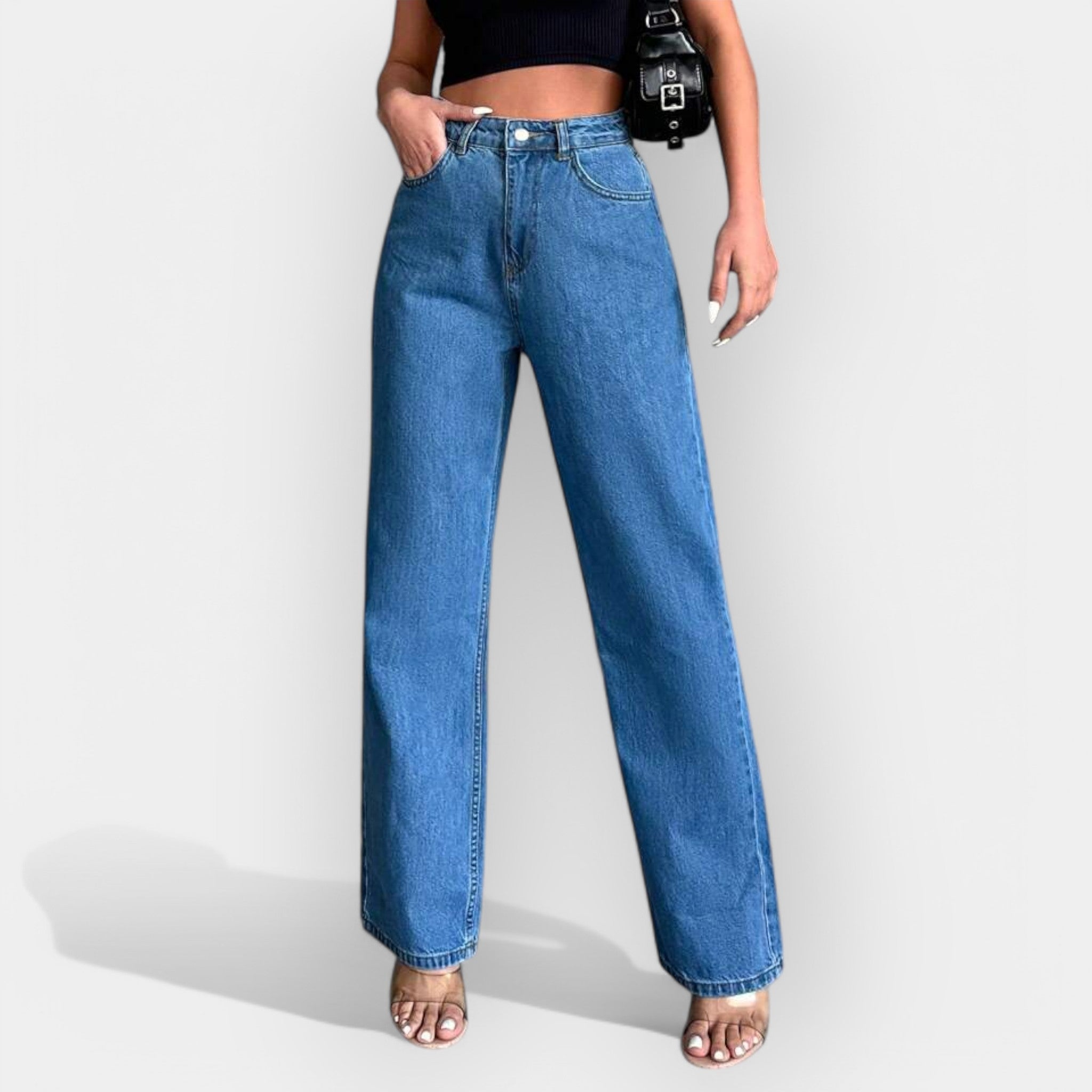 Mia – Komfortable jeans med høyt liv og vide ben