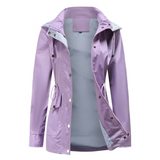 Vanntett trenchcoat for dame med avtakbar hette