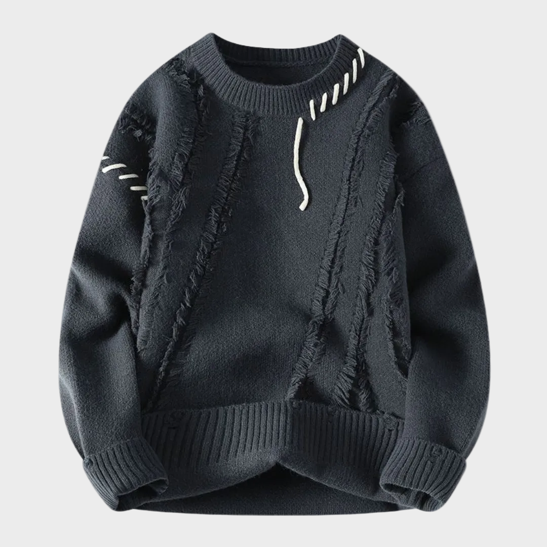 Premium genser med ribbestrikkede kanter