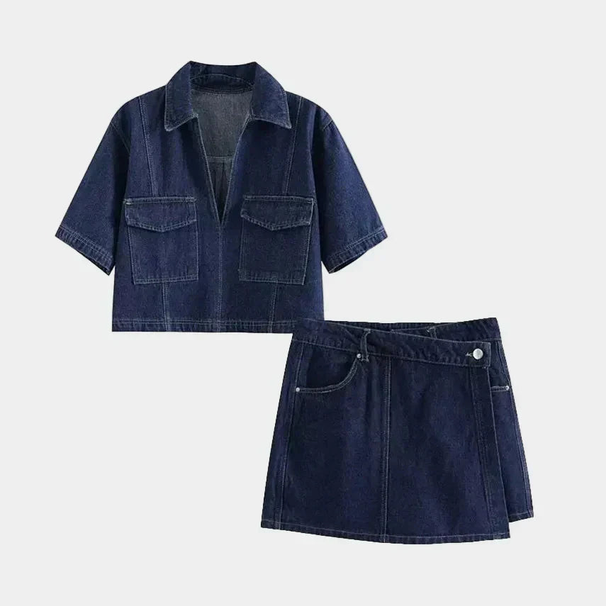 Julie – Denimsett med V-hals