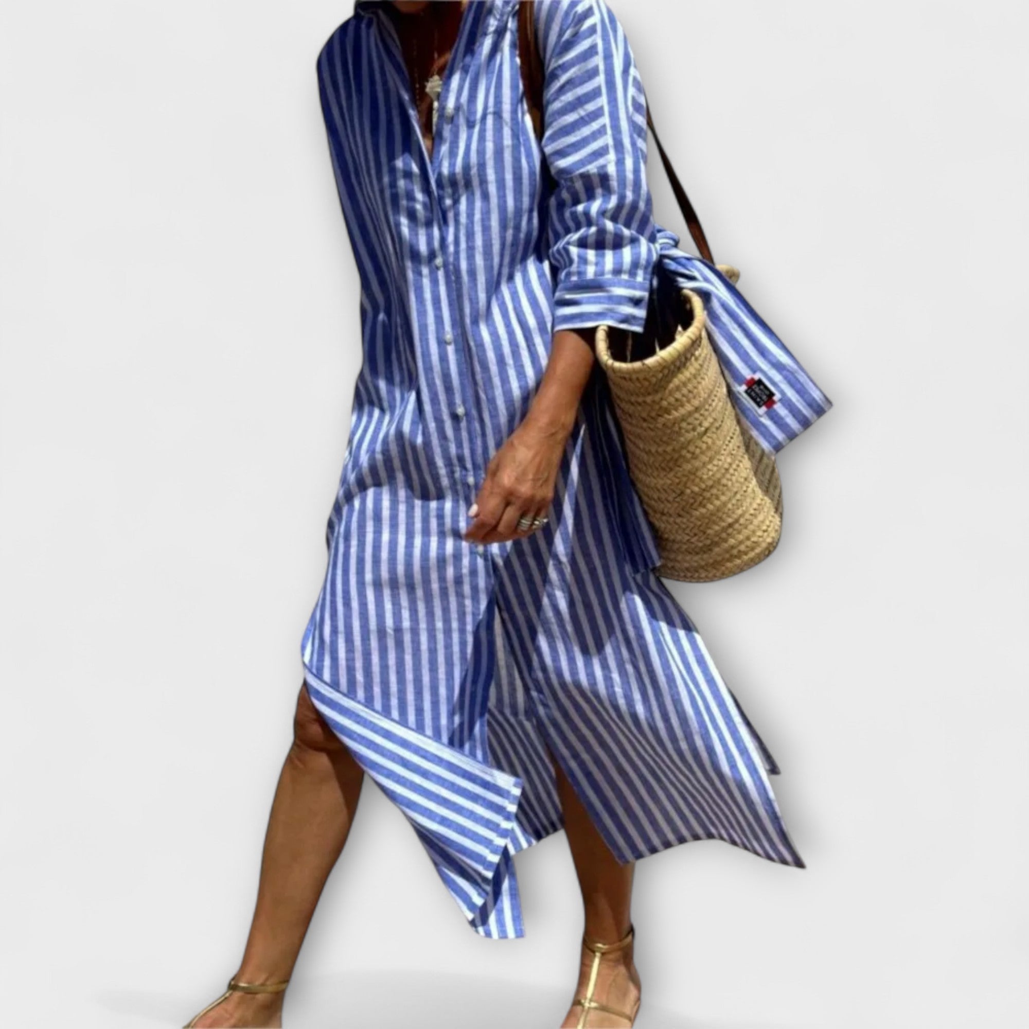 Johana – Elegant stripete skjortekjole