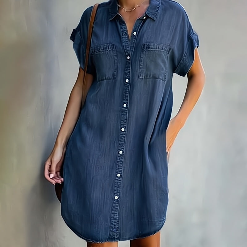 Kornelia – Denimkjole med knapper