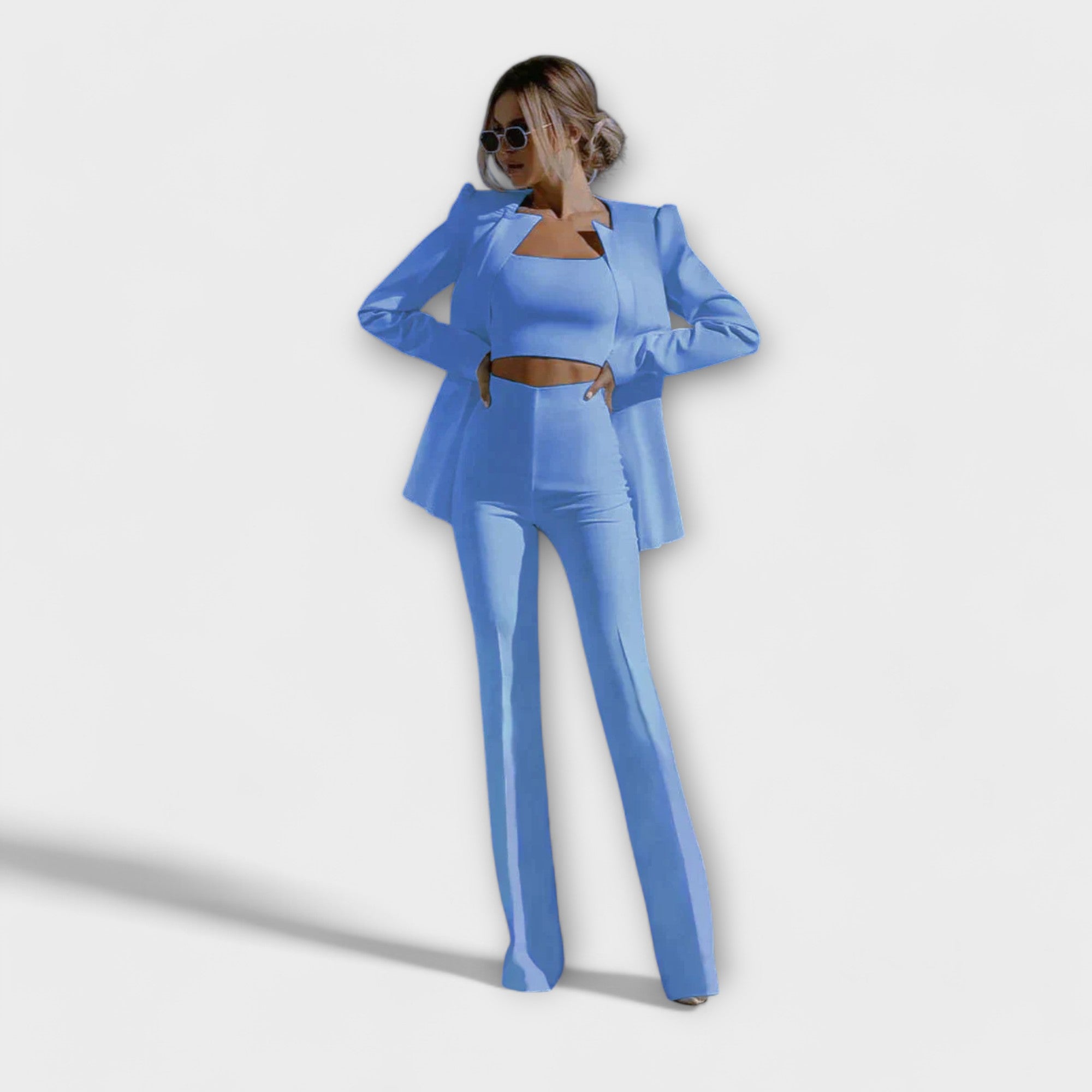 Selina – Elegant tredelt sett med blazer, topp og bukser