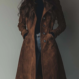 Lang damekåpe i trench-stil med knapper