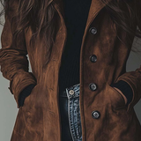 Lang damekåpe i trench-stil med knapper