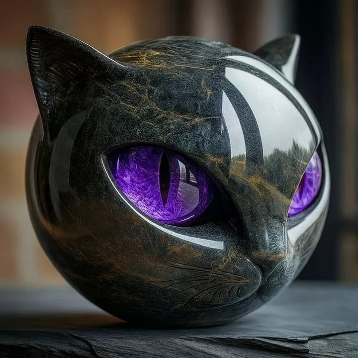 Steinfigur av en svart katt – symbol på lykke og stil