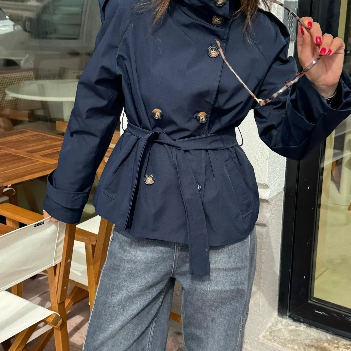 Adelia – Figursydd trenchcoat med belte – 5