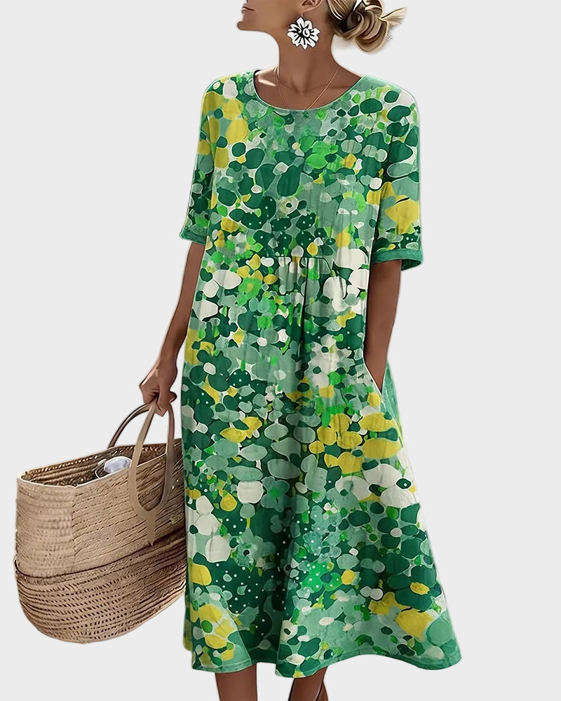 Elena – Ledig og lett blomstret midikjole