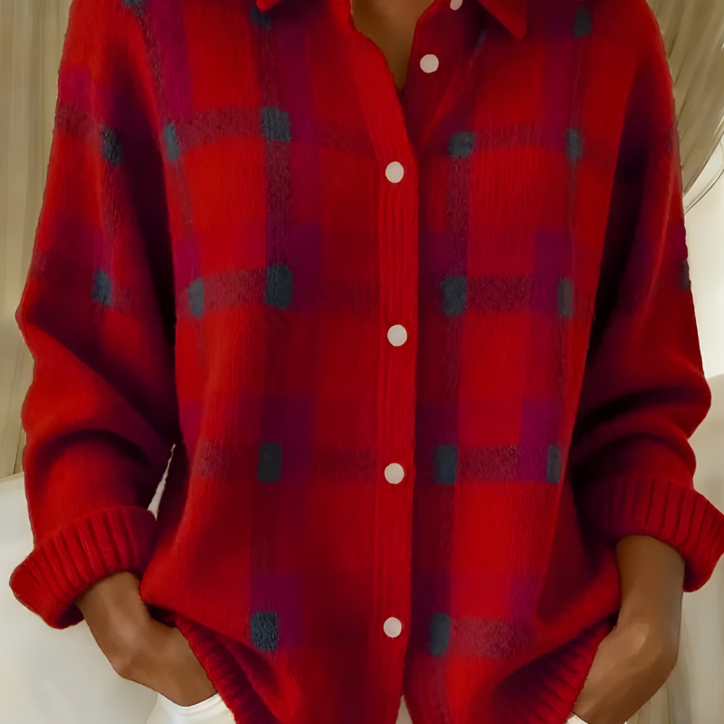 Candela – Rutete cardigan med knapper