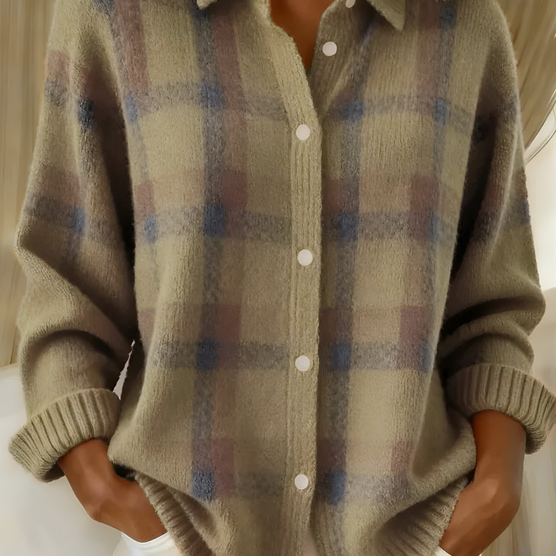 Candela – Rutete cardigan med knapper