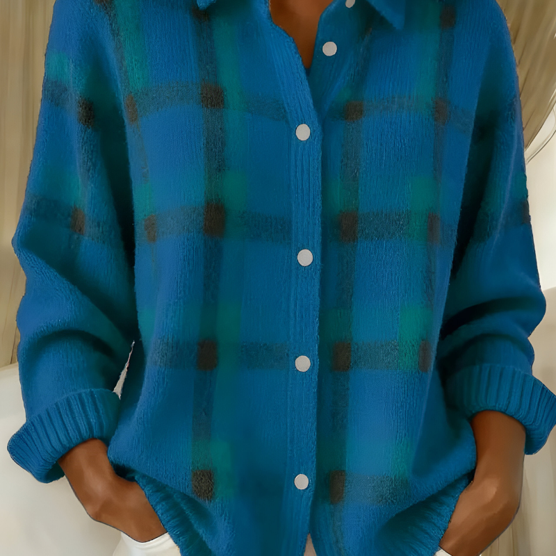 Candela – Rutete cardigan med knapper