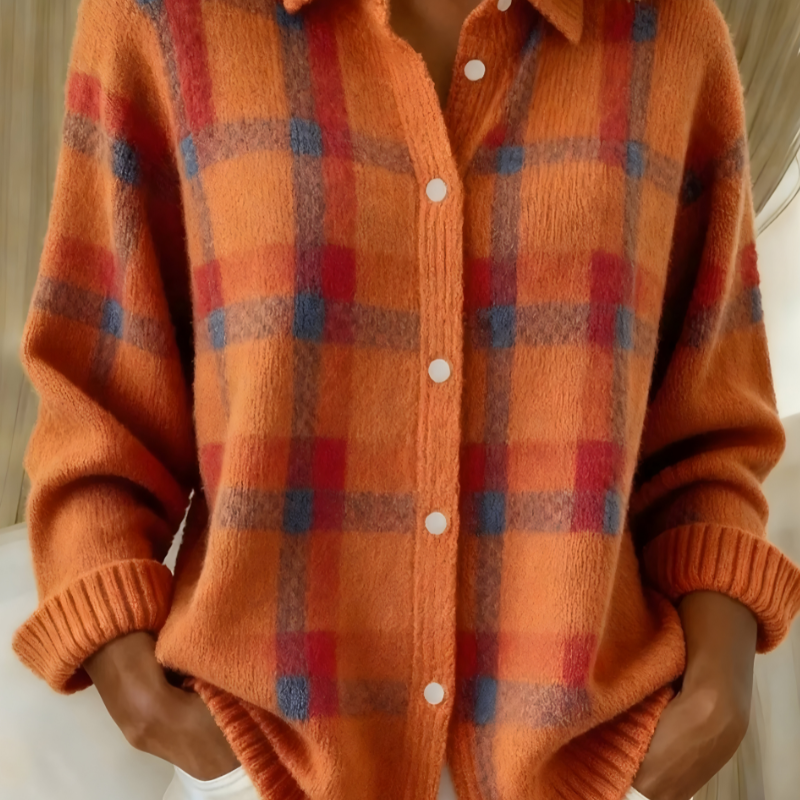Candela – Rutete cardigan med knapper