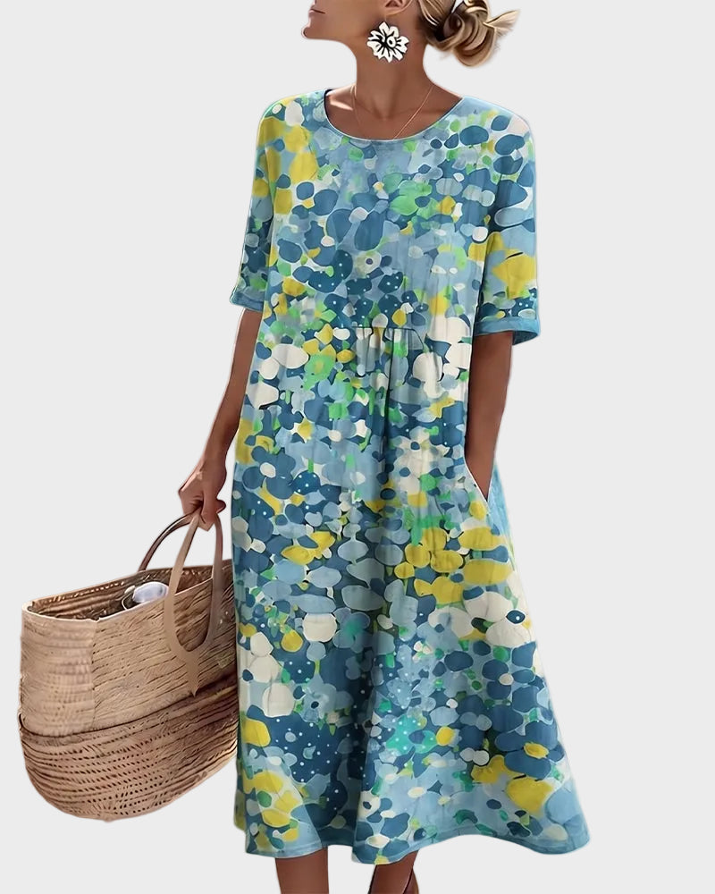 Elena – Ledig og lett blomstret midikjole