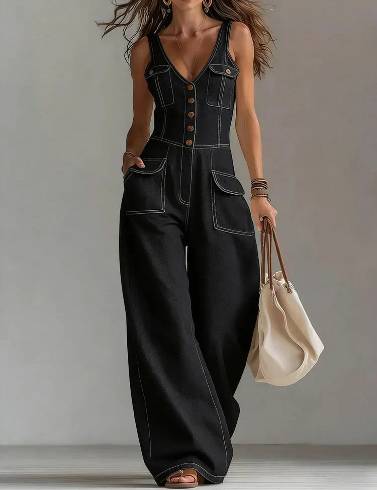 Sylwia – Løs jumpsuit i denim