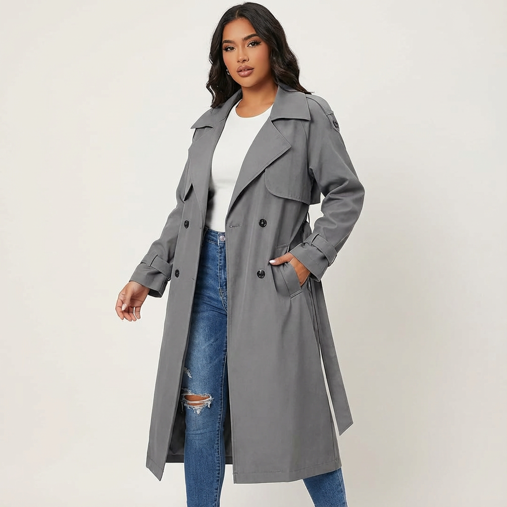 Daria – Lang trenchcoat med belte – 3