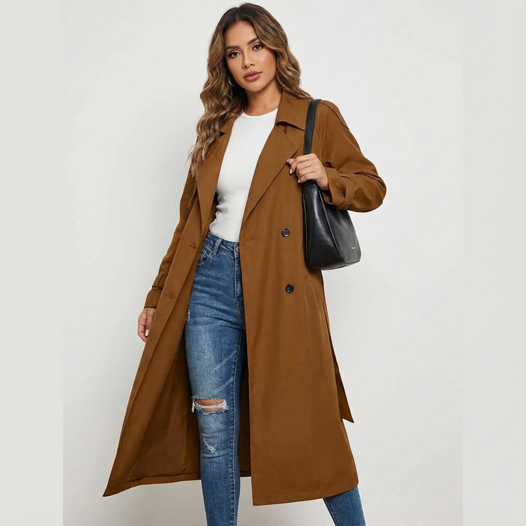 Daria – Lang trenchcoat med belte – 4
