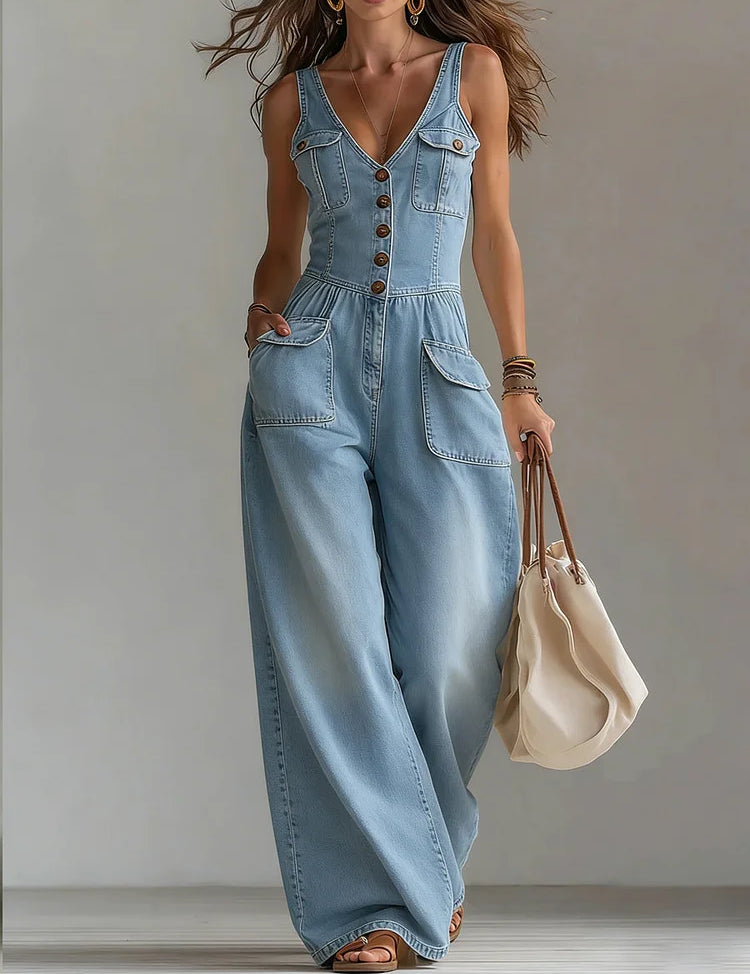 Sylwia – Løs jumpsuit i denim