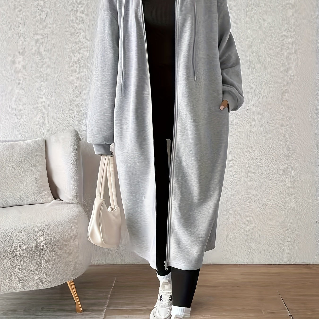 Donatella – Lang jakke med hette og glidelås – 5