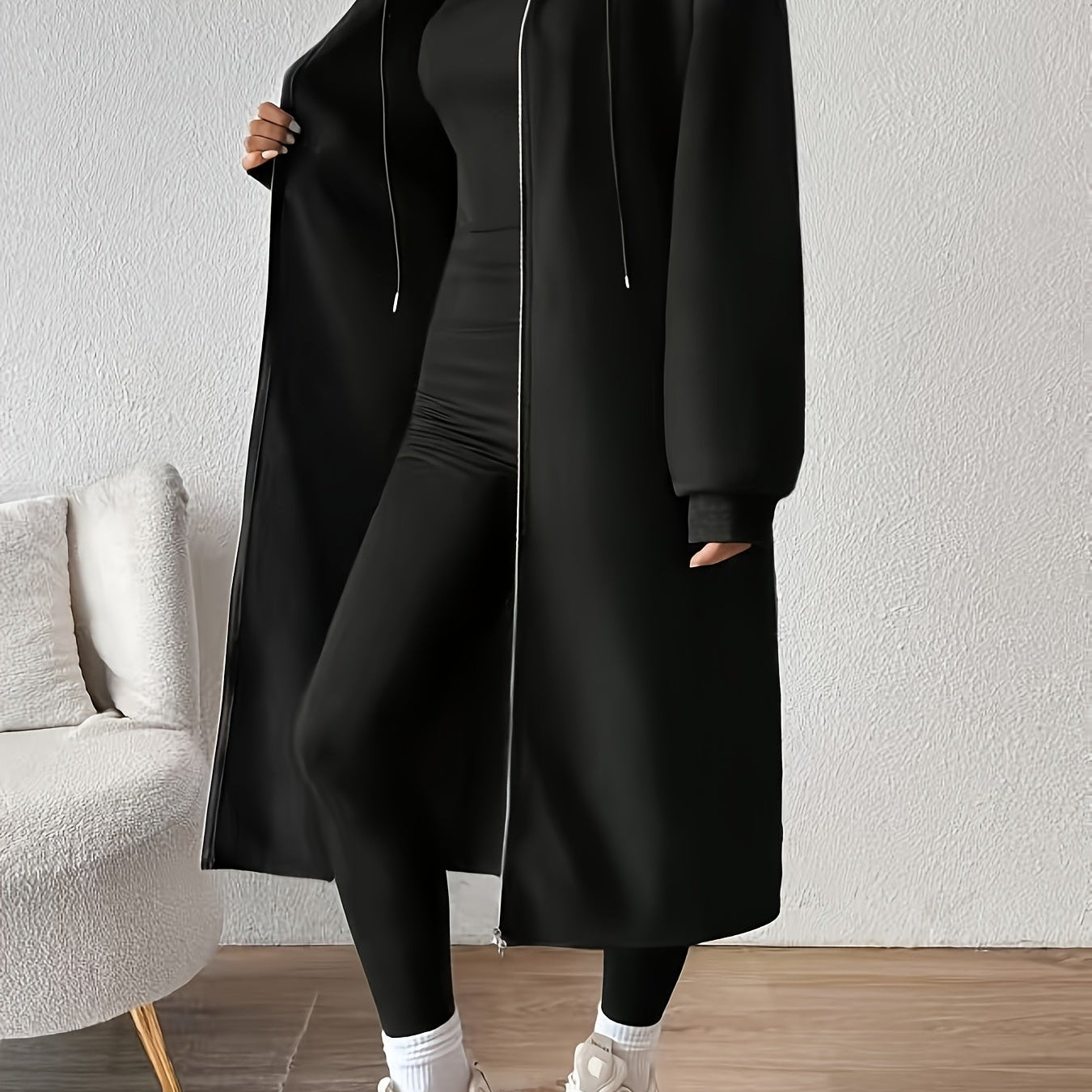 Donatella – Lang jakke med hette og glidelås – 8