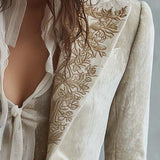 Constance | Elfenbensfarget brodert dressblazer
