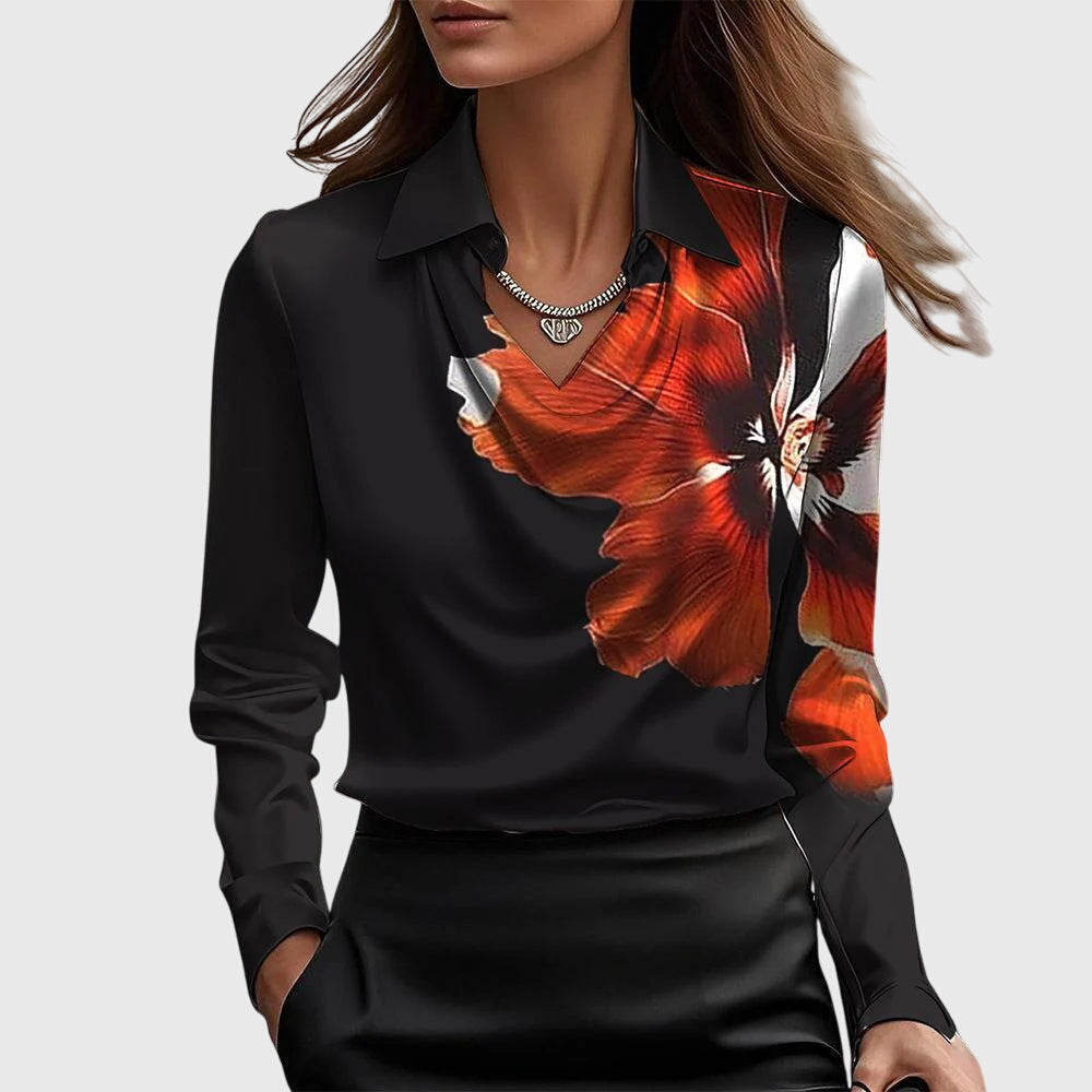Dana – Elegant bluse i skinnende sateng