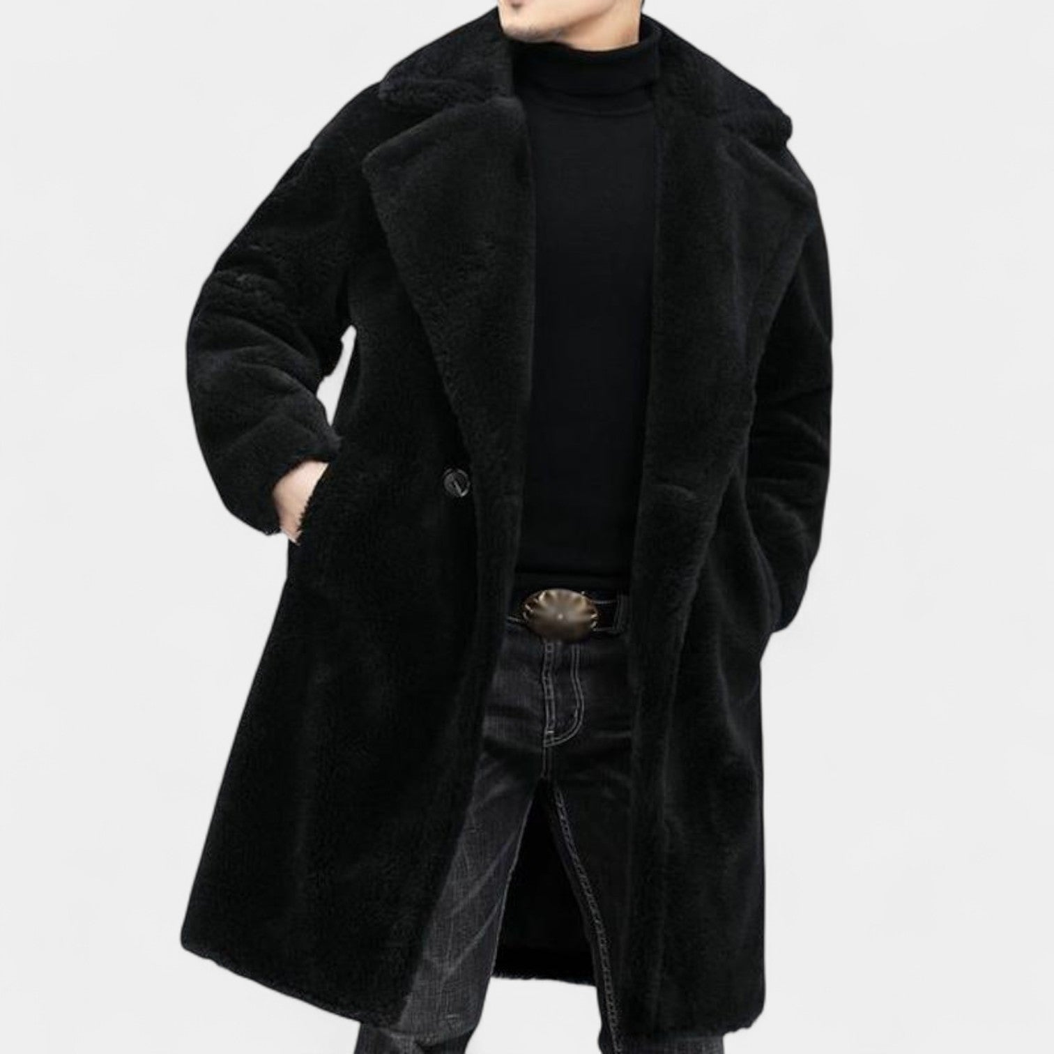 Patrik – Vinterkåpe i teddystoff med slag