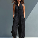 Marbella | Ermeløs jumpsuit i linblanding