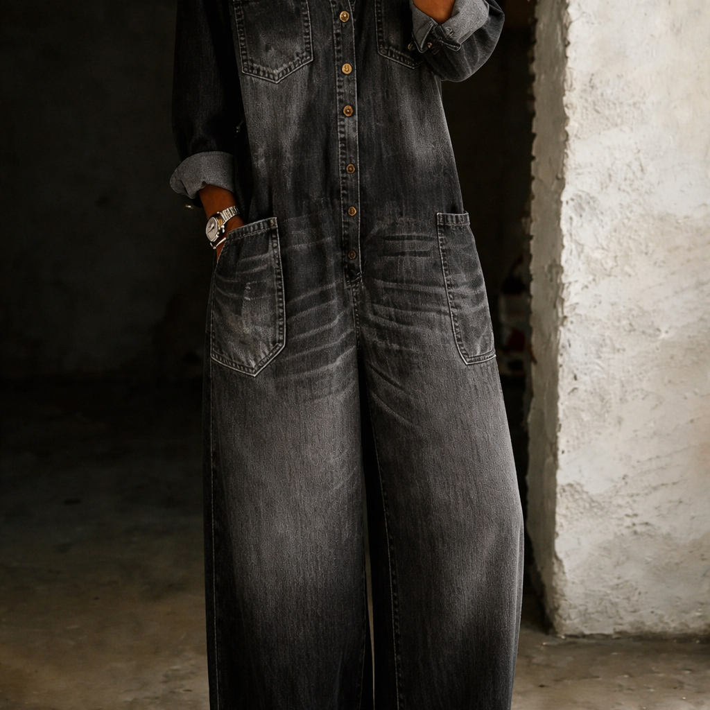 Lena | Avslappet denimjumpsuit