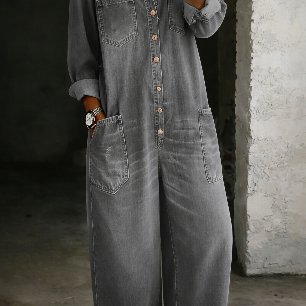Lena | Avslappet denimjumpsuit