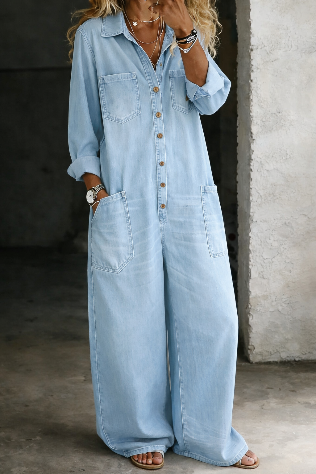 Lena | Avslappet denimjumpsuit