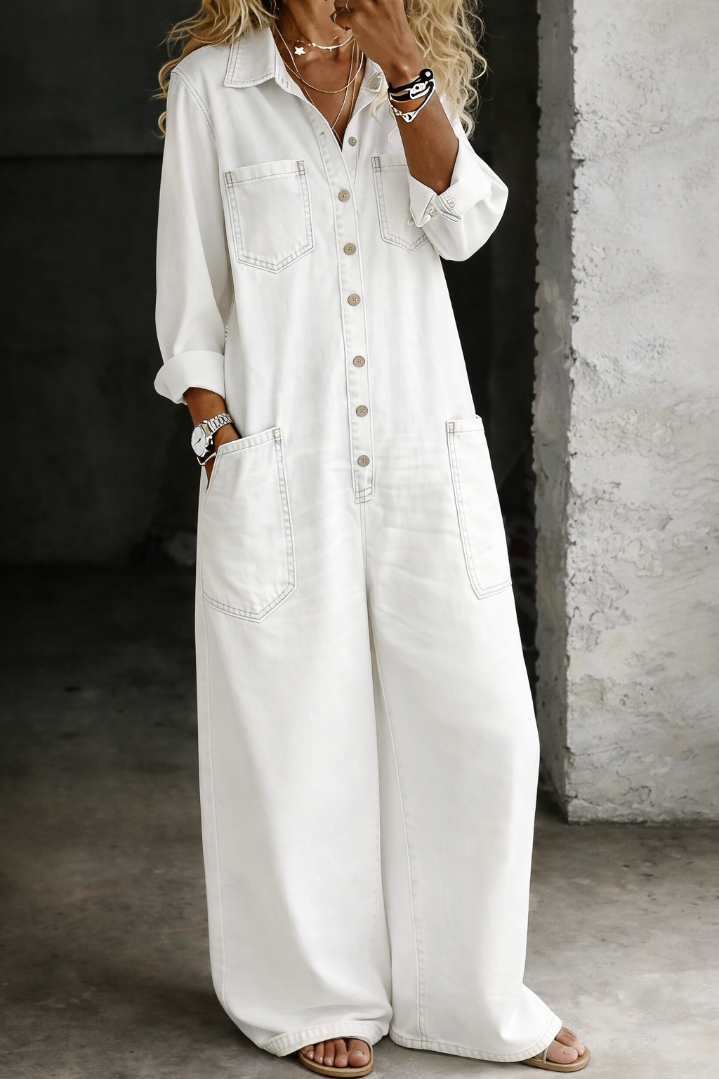 Lena | Avslappet denimjumpsuit
