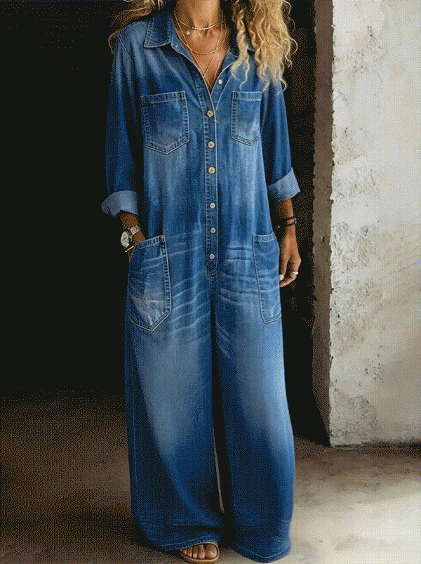 Lena | Avslappet denimjumpsuit