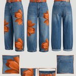 Esley | Lang skjorte og jeans med blomstermotiv