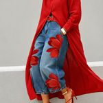 Esley | Lang skjorte og jeans med blomstermotiv