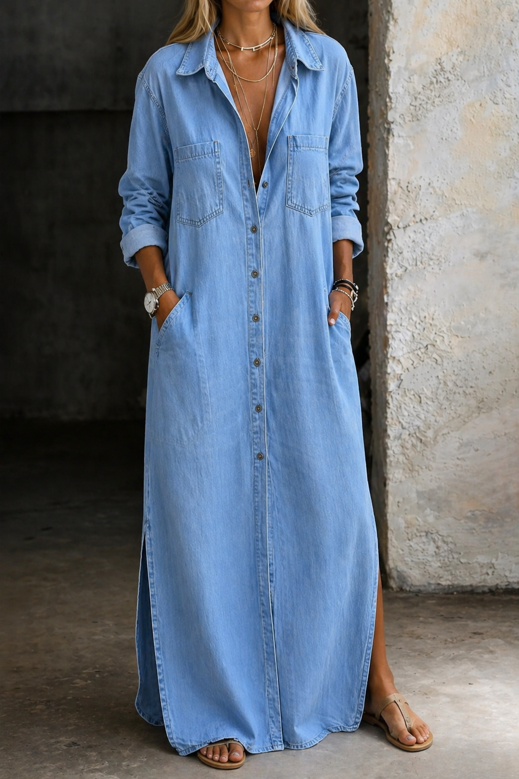 Delana | Denimkjole med knapper