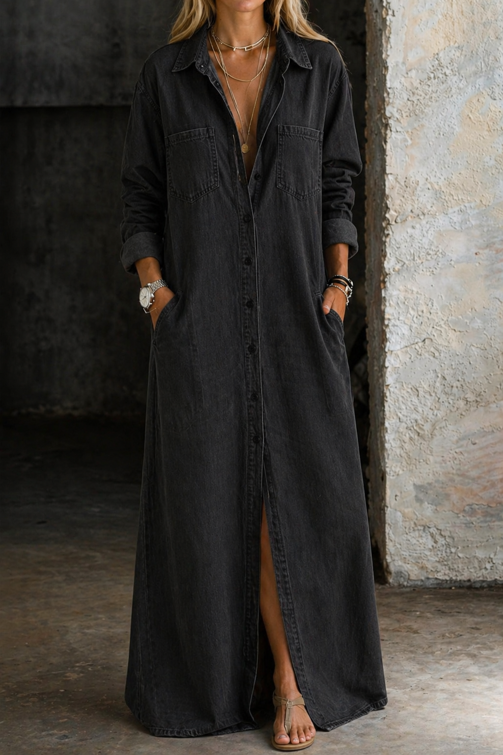 Delana | Denimkjole med knapper