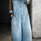 Amanda | Denimjumpsuit med leopardmønster