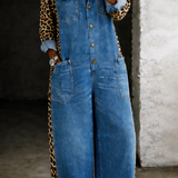 Amanda | Denimjumpsuit med leopardmønster