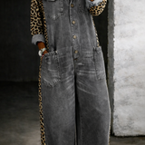 Amanda | Denimjumpsuit med leopardmønster